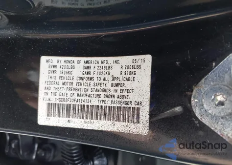2015 Honda Accord Lx from USA, damaged, VIN 1HGCR2F33FA194124